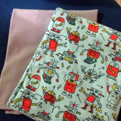 Mabel Madison's Rolling Robots - Blue - Verhees Jersey Knit and Solid Gray Stenzo Knit 